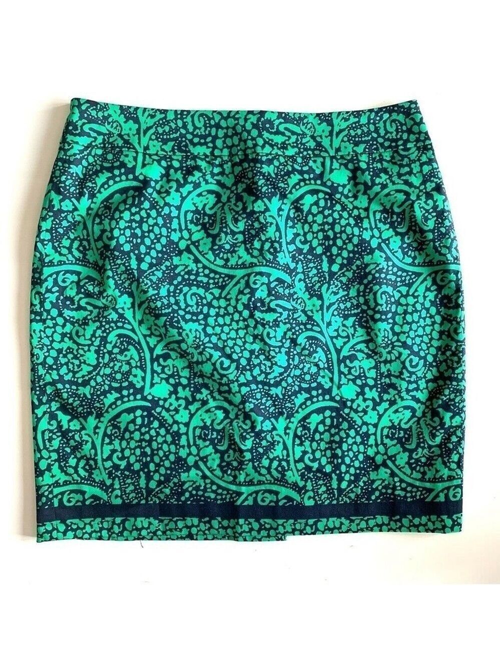 Ann Taylor Factory Green Patterned Mini Pencil Skirt Size 4 - Picture 2 of 11